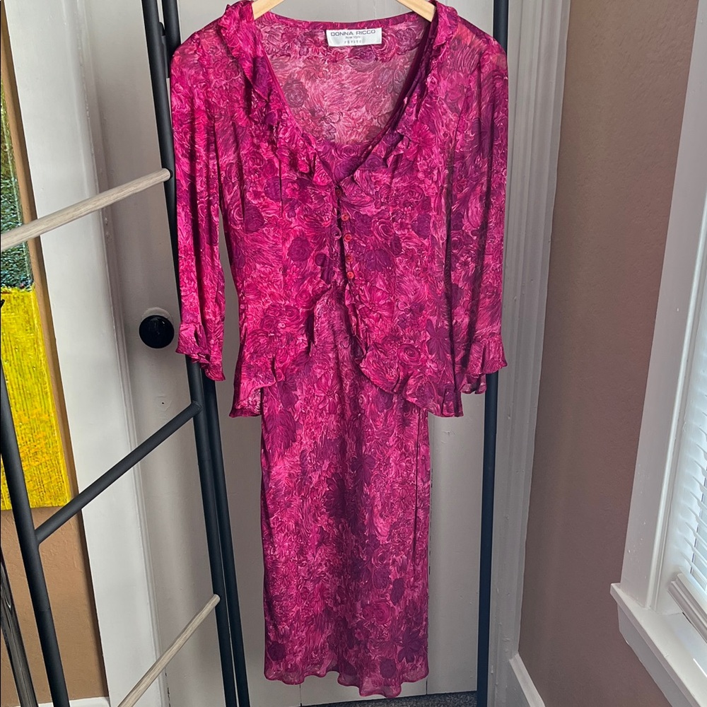 Donna Ricco Pink Floral Jacket and Dress